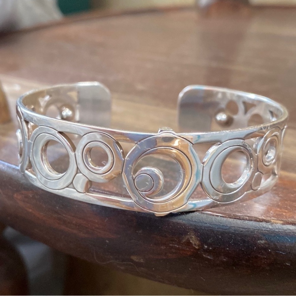 BRIGHTON Christo‎ Maui contemporary circles silver slim cuff bracelet